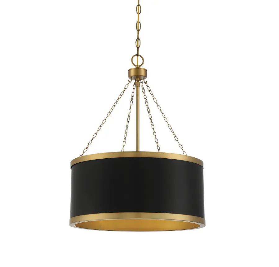 Delphi 6-Light Drum Pendant in Black with Warm Brass - Image 1