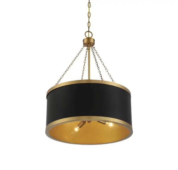 Delphi 6-Light Pendant in Matte Black with Warm Brass Accents - Image 4