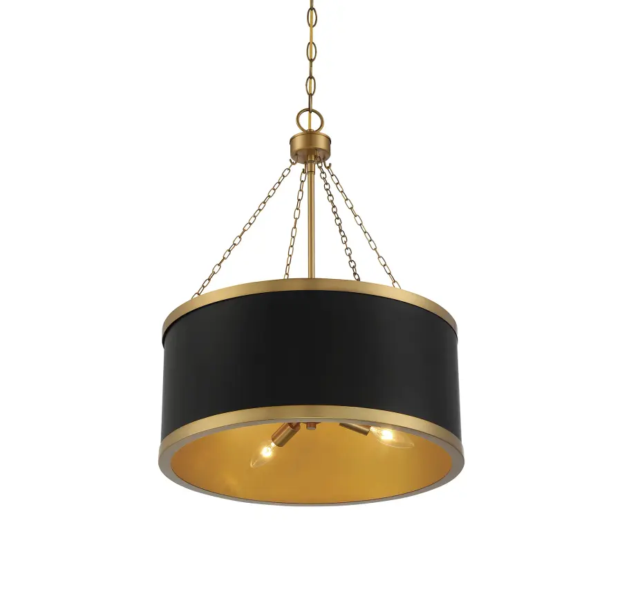 Delphi 6-Light Pendant in Matte Black with Warm Brass Accents - Image 4
