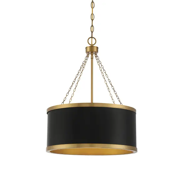 Delphi 6-Light Pendant in Matte Black with Warm Brass Accents - Image 5
