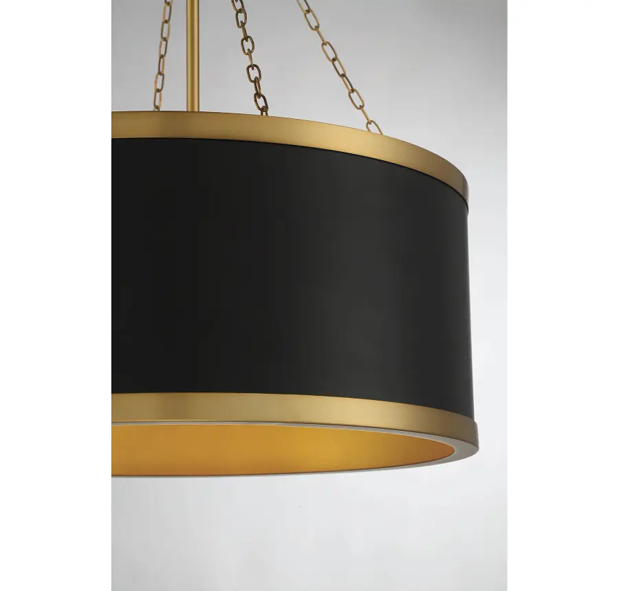 Delphi 6-Light Pendant in Matte Black with Warm Brass Accents - Image 6