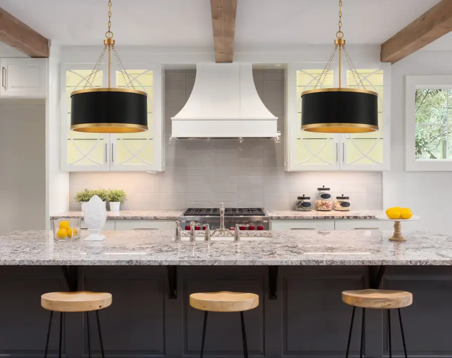 Delphi 6-Light Pendant in Matte Black with Warm Brass Accents - Image 7