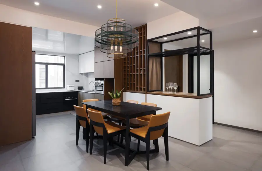 Kelvin 6-Light Pendant in Matte Black with Warm Brass - Image 6