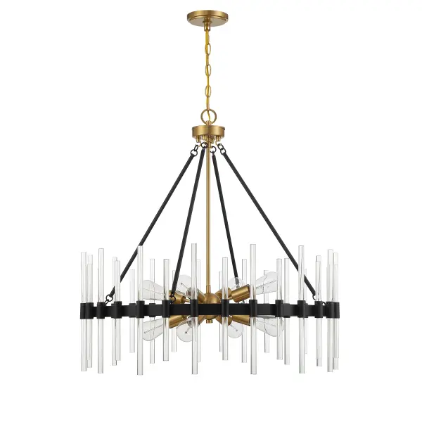 Santiago 8-Light Pendant in Matte Black with Warm Brass Accents - alternate view