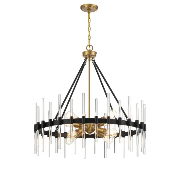 Santiago 8-Light Pendant in Matte Black with Warm Brass Accents - Image 5