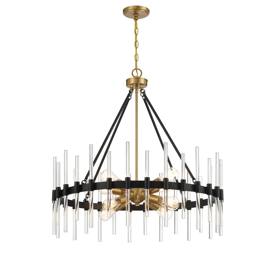 Santiago 8-Light Pendant in Matte Black with Warm Brass Accents - Image 5