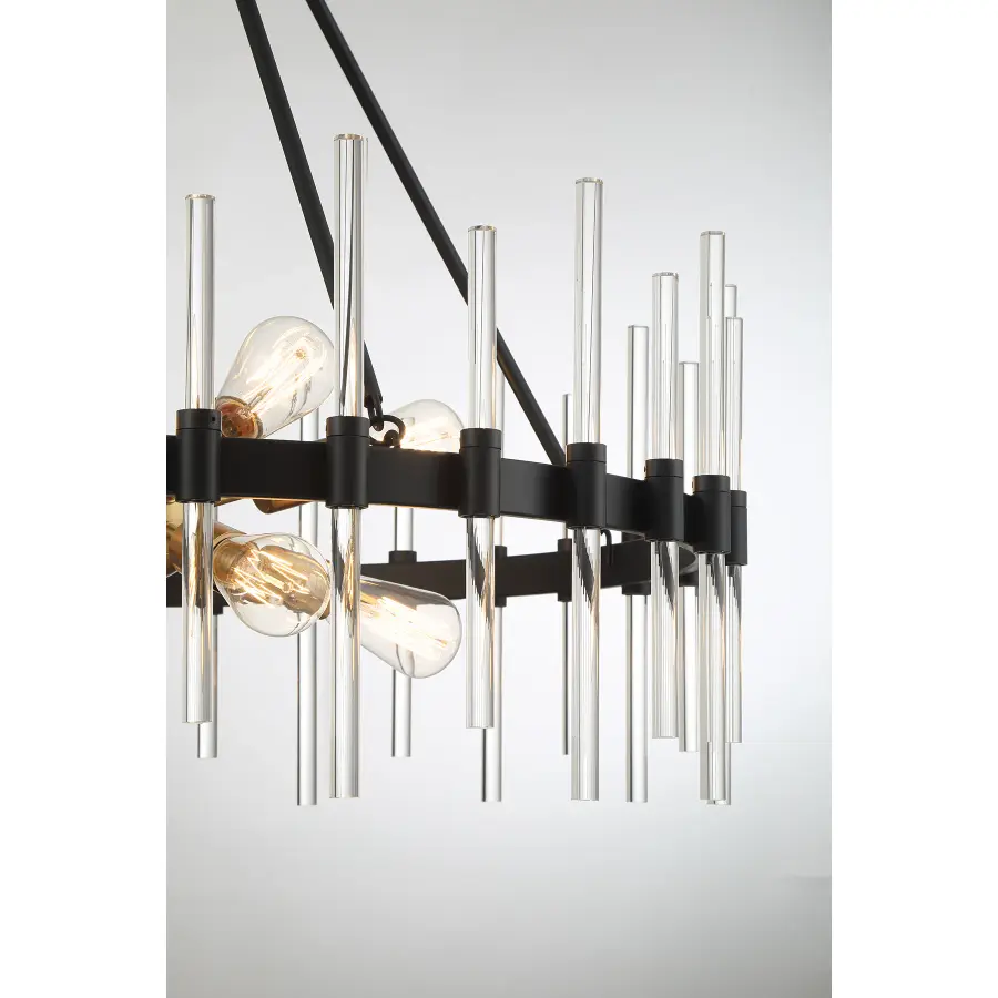 Santiago 8-Light Pendant in Matte Black with Warm Brass Accents - Image 6