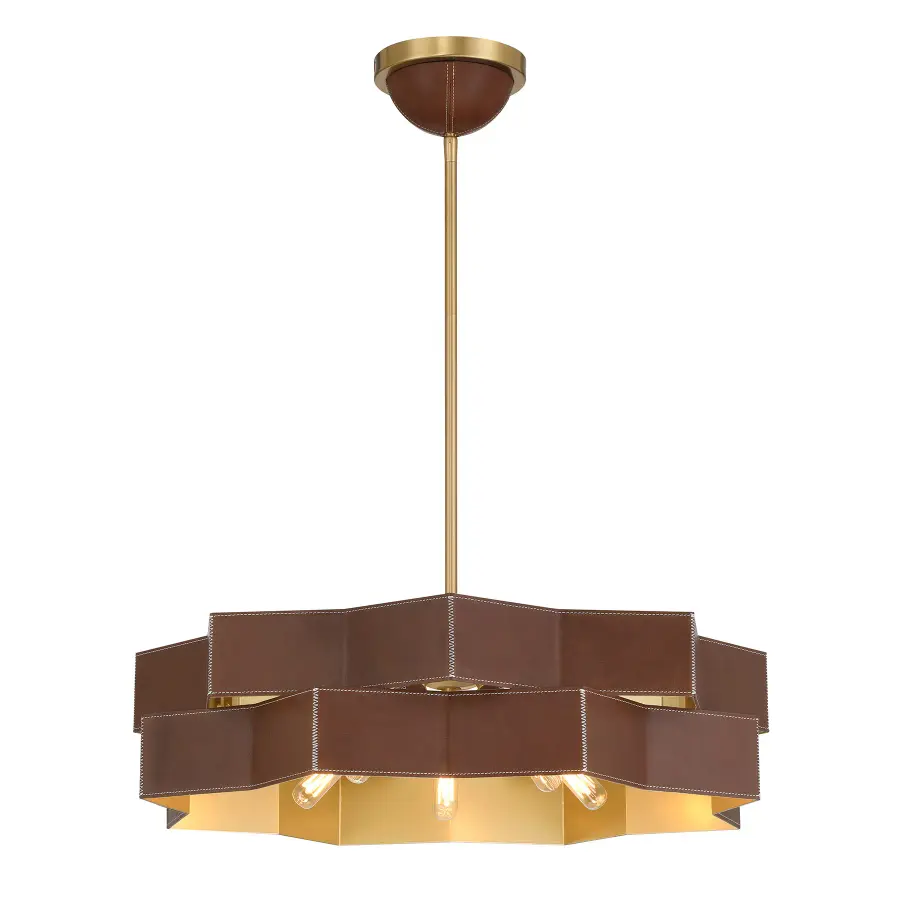 Atherton 5-Light Pendant in Warm Brass - Image 1