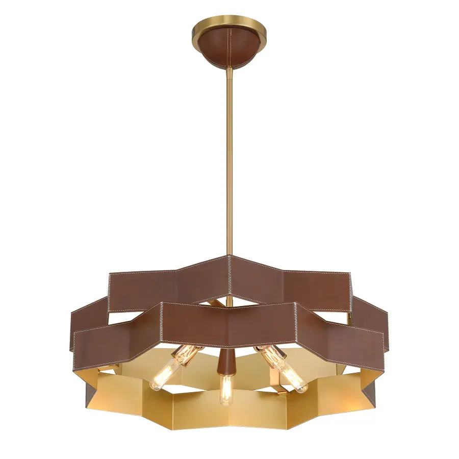 Atherton 5-Light Pendant in Warm Brass - Image 4