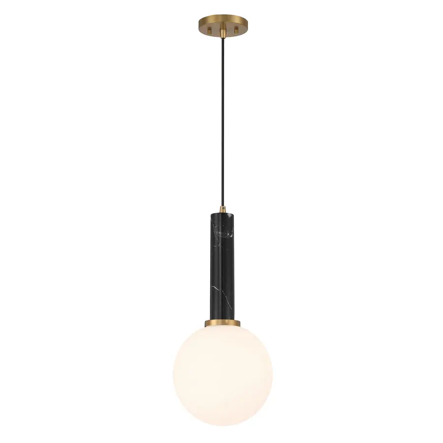 Callaway One Light Pendant in Black Marble with Warm Brass - Image 3