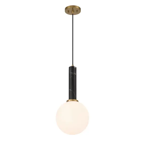 Callaway One Light Pendant in Black Marble with Warm Brass - Image 4