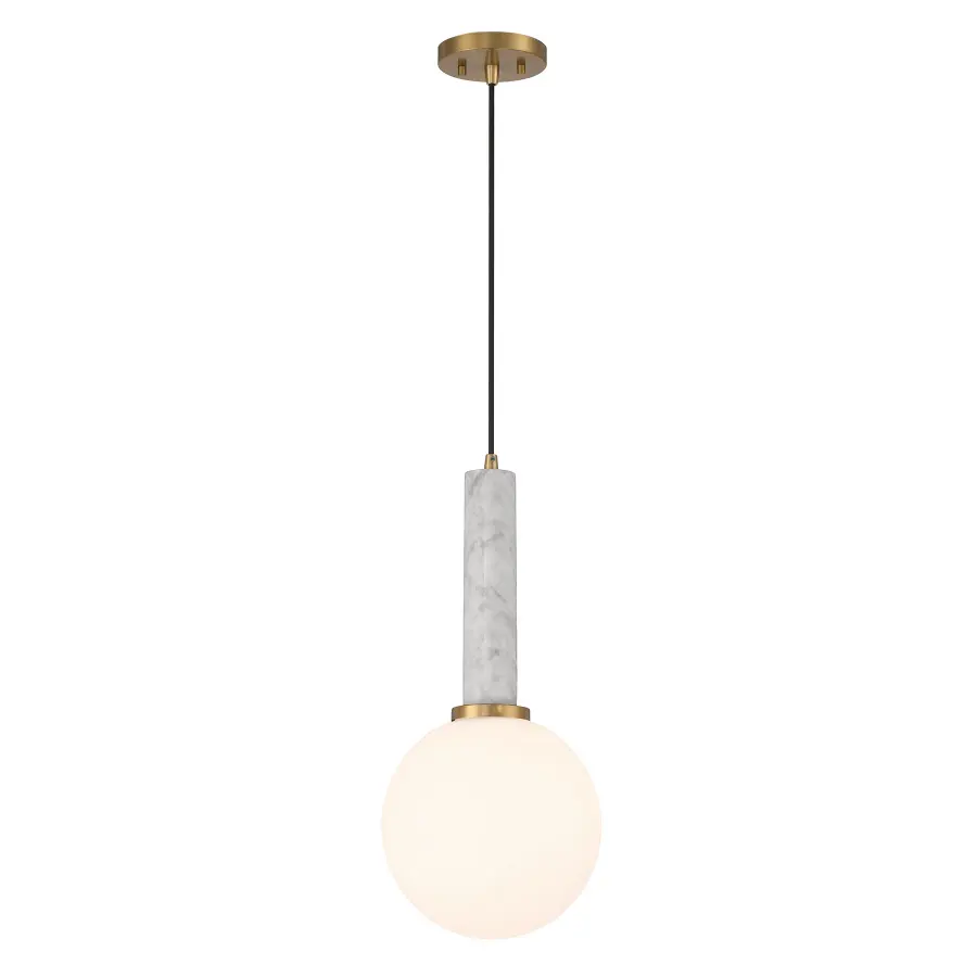 Callaway 1-Light Pendant in White Marble with Warm Brass - Image 3
