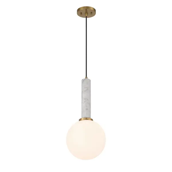 Callaway 1-Light Pendant in White Marble with Warm Brass - Image 4