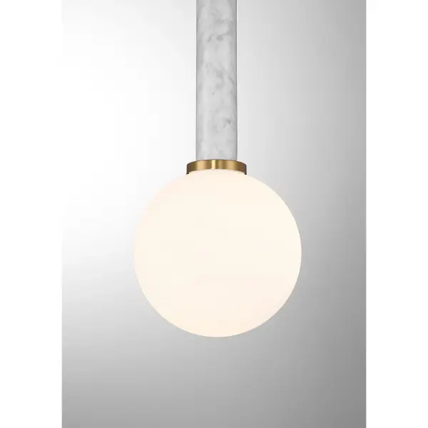 Callaway 1-Light Pendant in White Marble with Warm Brass - Image 5