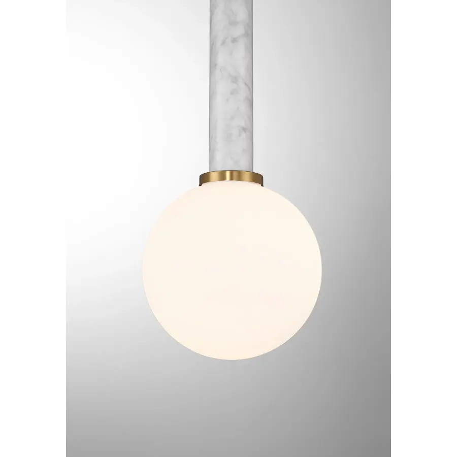 Callaway 1-Light Pendant in White Marble with Warm Brass - Image 5