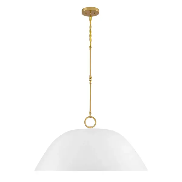 Alta 1-Light Pendant in White Bisque and Brass