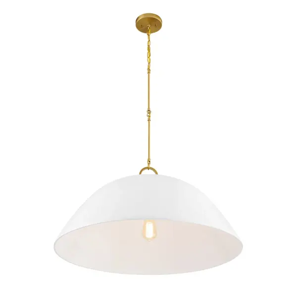 Alta 1-Light Pendant in White Bisque and Brass - Image 3