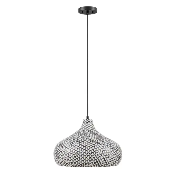 Jade 1-Light Pendant in Black and White Shell - Image 3