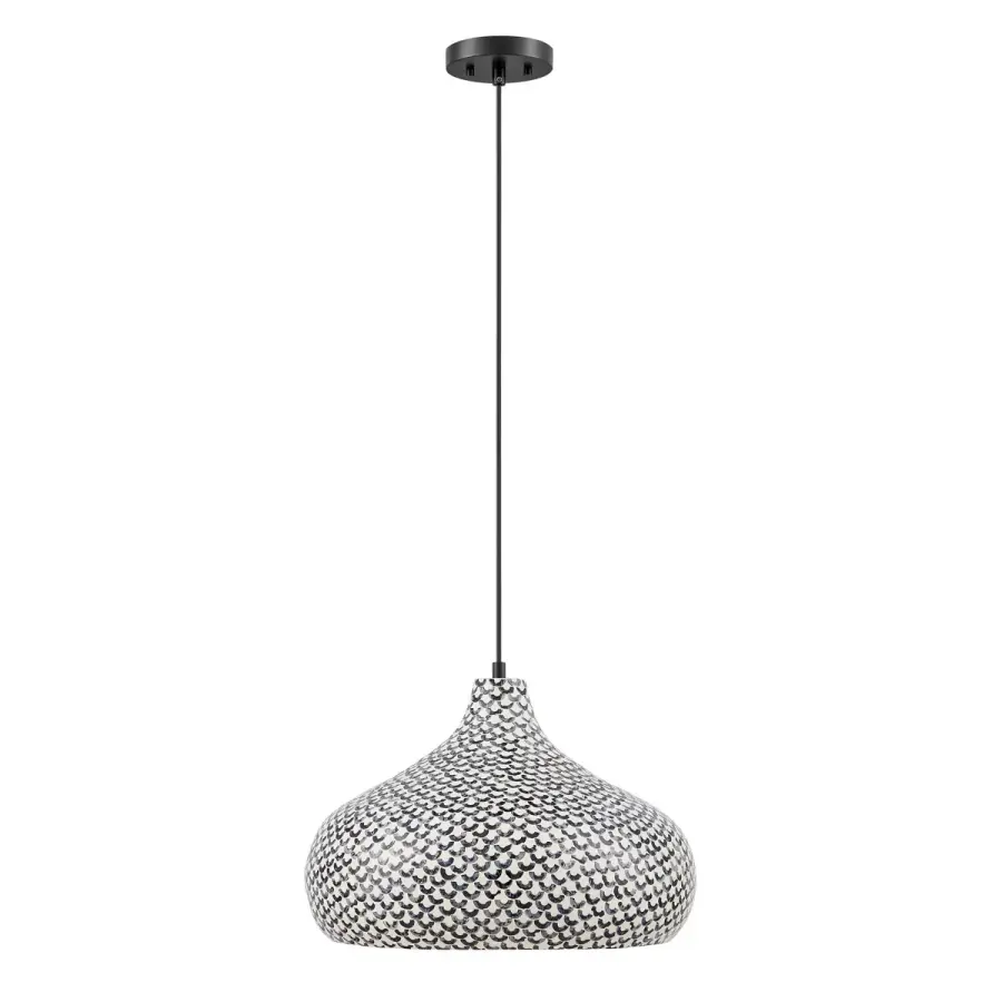 Jade 1-Light Pendant in Black and White Shell - Image 3