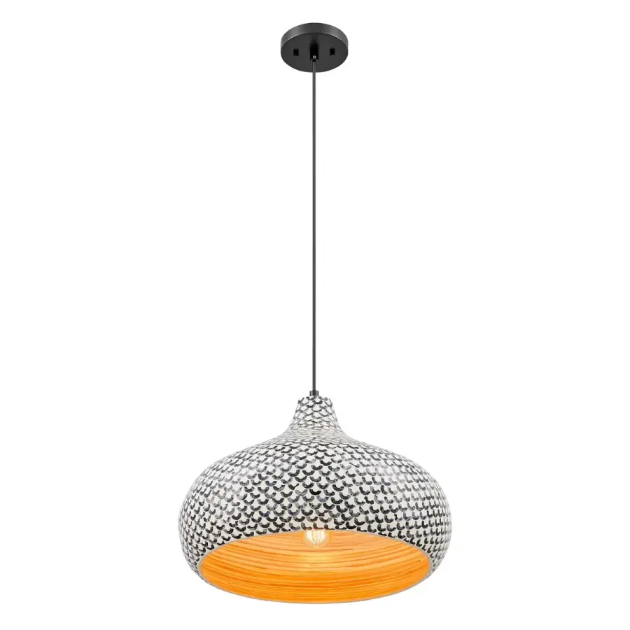 Jade 1-Light Pendant in Black and White Shell - Image 5