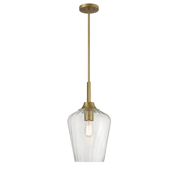 The Carlton pendant combines clean lines with subtle texture through its ribbed glass shade. The warm brass finish adds a sophisticated touch that works across traditional and contemporary settings.
