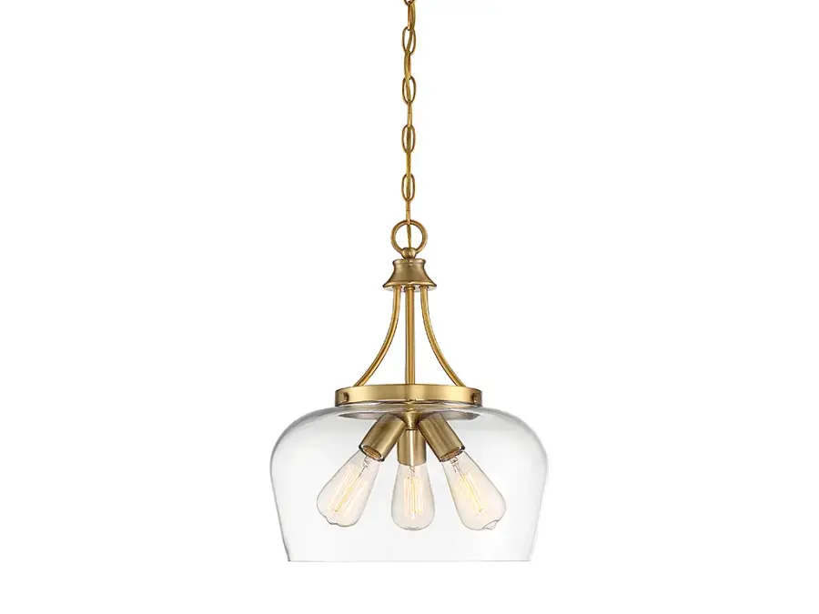Octave Three Light Pendant in Warm Brass - Image 1