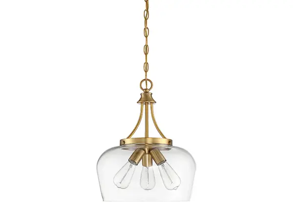 Octave Three Light Pendant in Warm Brass - Image 2