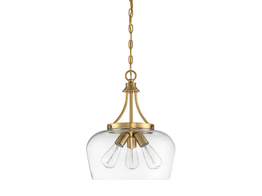 Octave Three Light Pendant in Warm Brass - Image 2