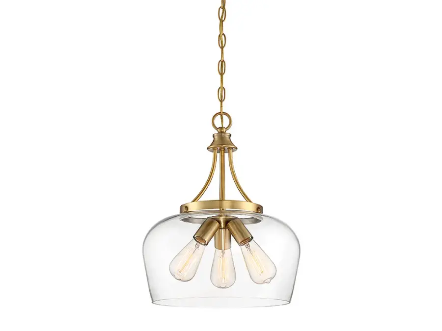 Octave Three Light Pendant in Warm Brass - Image 3
