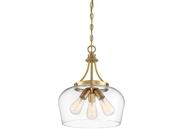 Octave Three Light Pendant in Warm Brass - Image 4