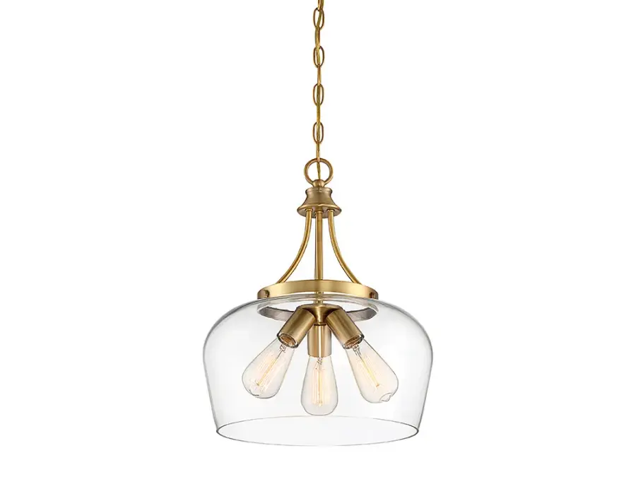 Octave Three Light Pendant in Warm Brass - Image 4