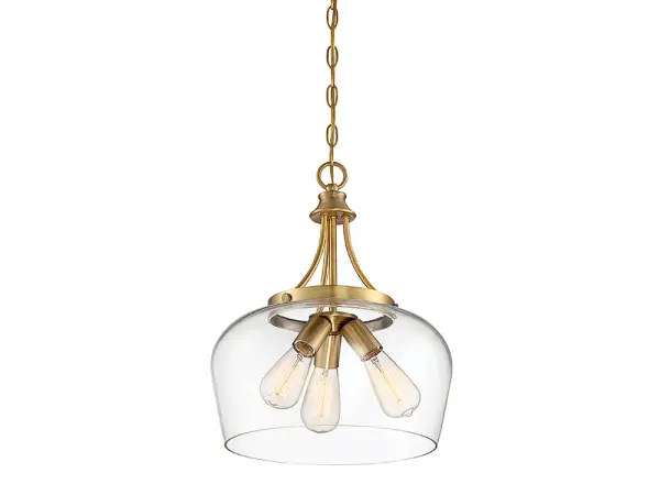 Octave Three Light Pendant in Warm Brass - Image 6