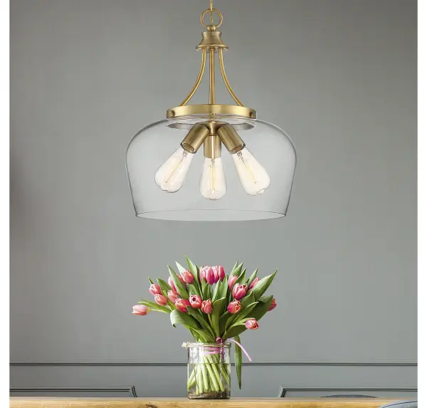Octave Three Light Pendant in Warm Brass - Image 7