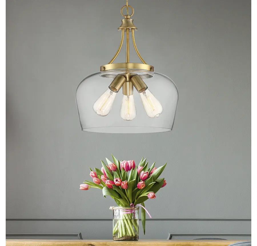 Octave Three Light Pendant in Warm Brass - Image 7