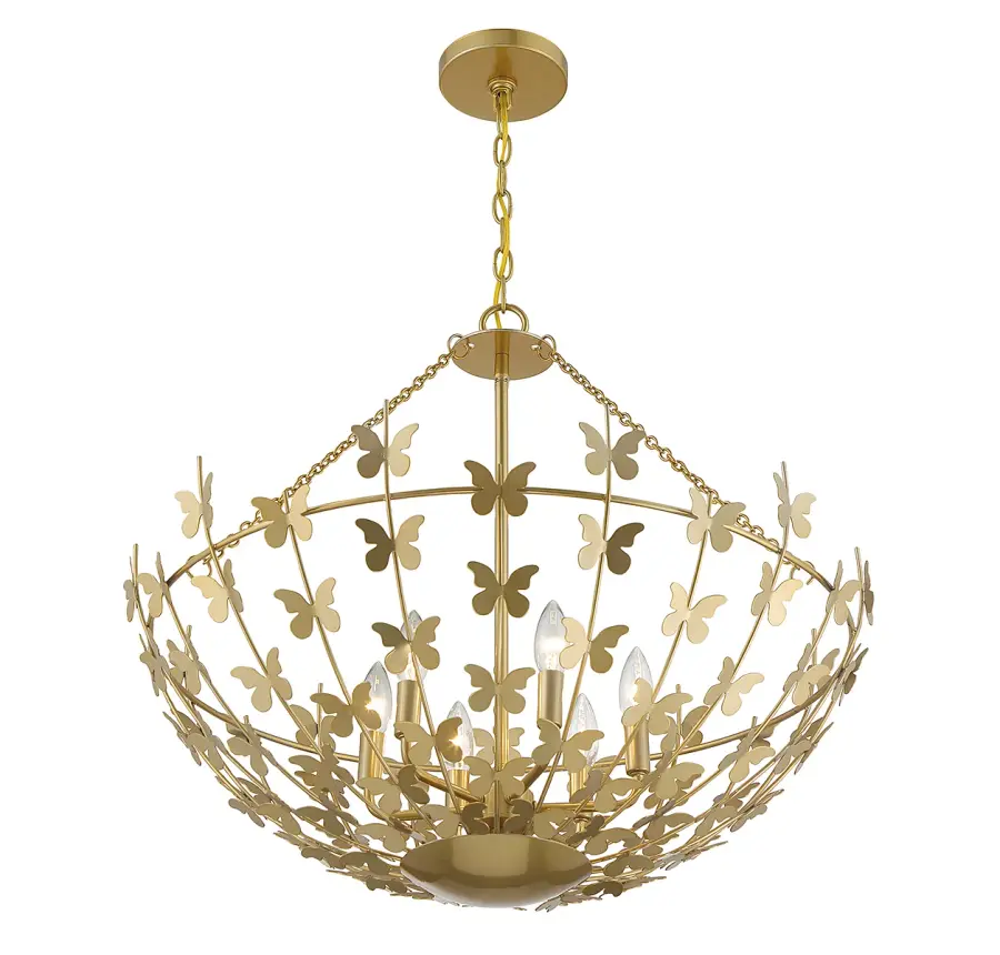 Birch Six Light Pendant in Burnished Brass - Image 4