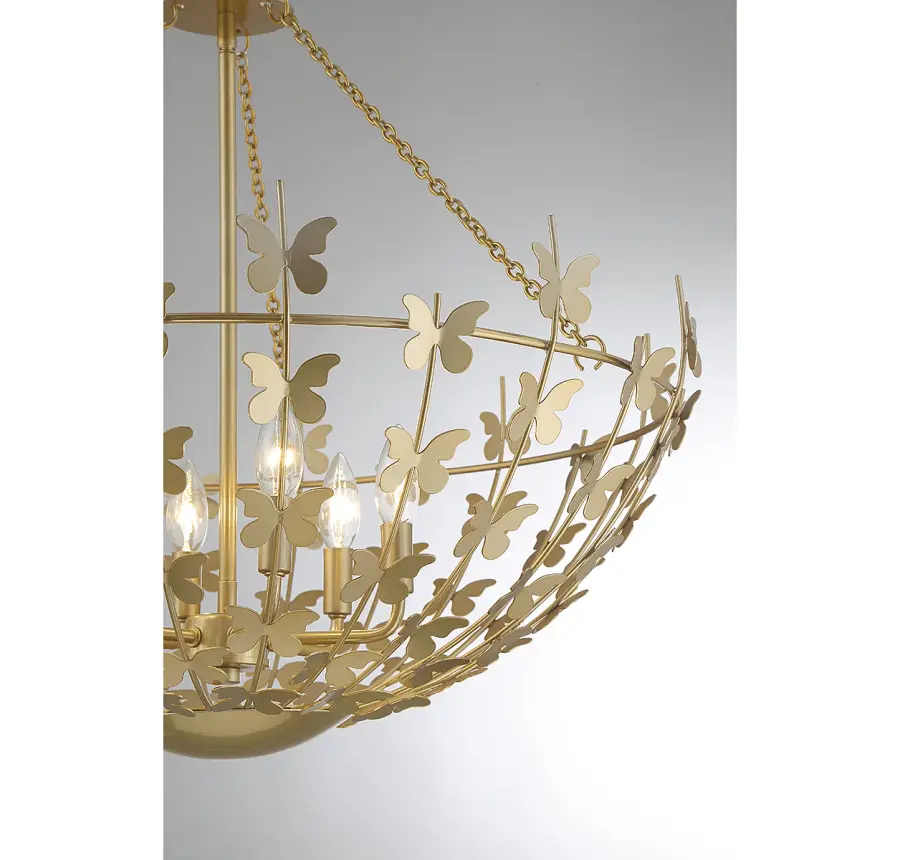 Birch Six Light Pendant in Burnished Brass - Image 6