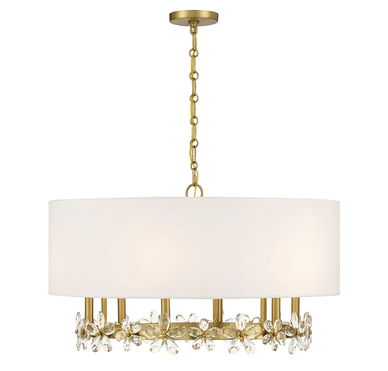 Dahlia Six Light Pendant in Warm Brass