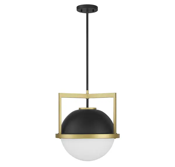 Carlysle 1-Light Pendant in Matte Black with Warm Brass Accents - alternate view