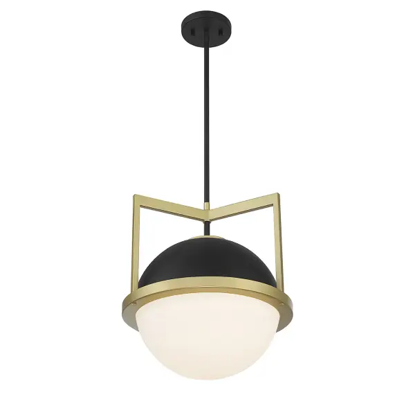 Carlysle 1-Light Pendant in Matte Black with Warm Brass Accents - Image 4