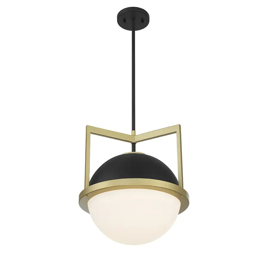 Carlysle 1-Light Pendant in Matte Black with Warm Brass Accents - Image 4