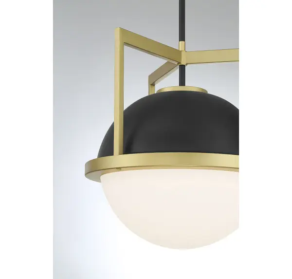 Carlysle 1-Light Pendant in Matte Black with Warm Brass Accents - Image 6