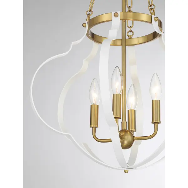 Mercer Four Light Pendant in White with Warm Brass Accents - Image 6