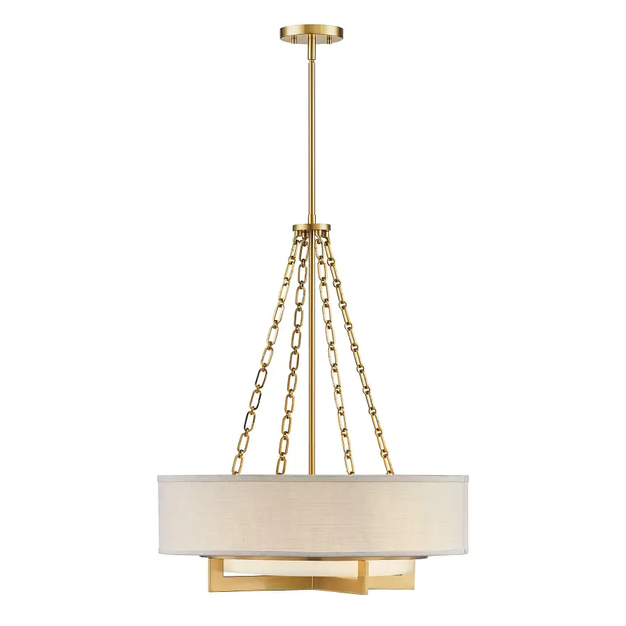 Brentwood Four Light Pendant in Warm Brass - Image 1