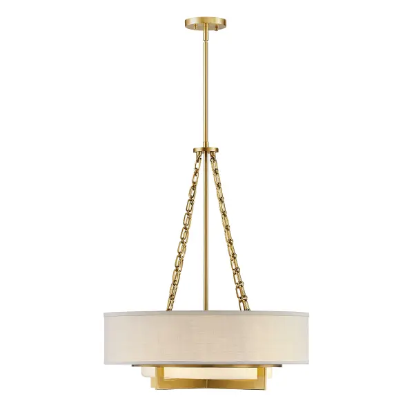 Brentwood Four Light Pendant in Warm Brass - Image 3