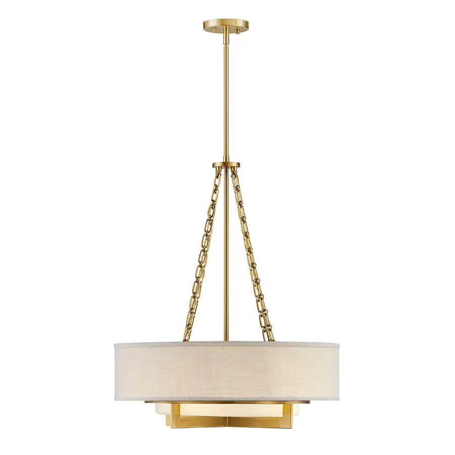 Brentwood Four Light Pendant in Warm Brass - Image 3