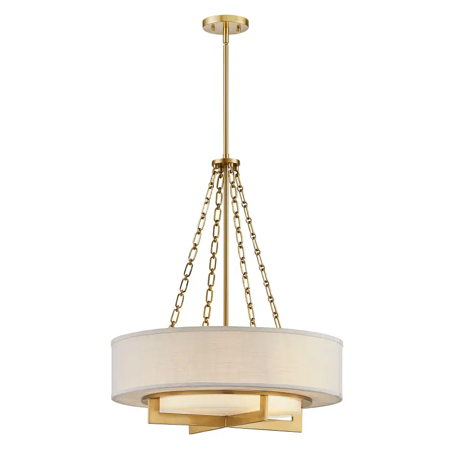 Brentwood Four Light Pendant in Warm Brass - Image 4