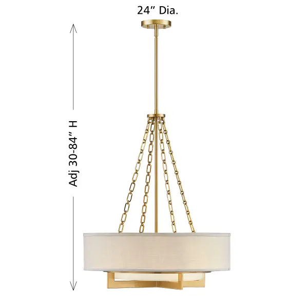 Brentwood Four Light Pendant in Warm Brass - Image 8