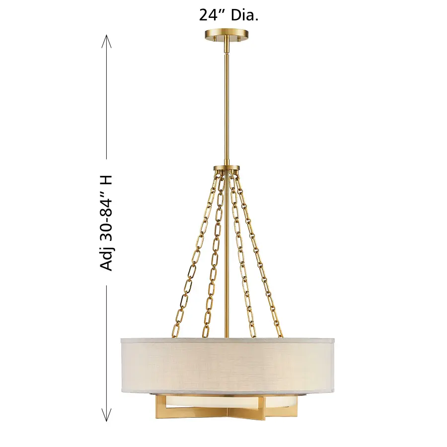 Brentwood Four Light Pendant in Warm Brass - Image 8