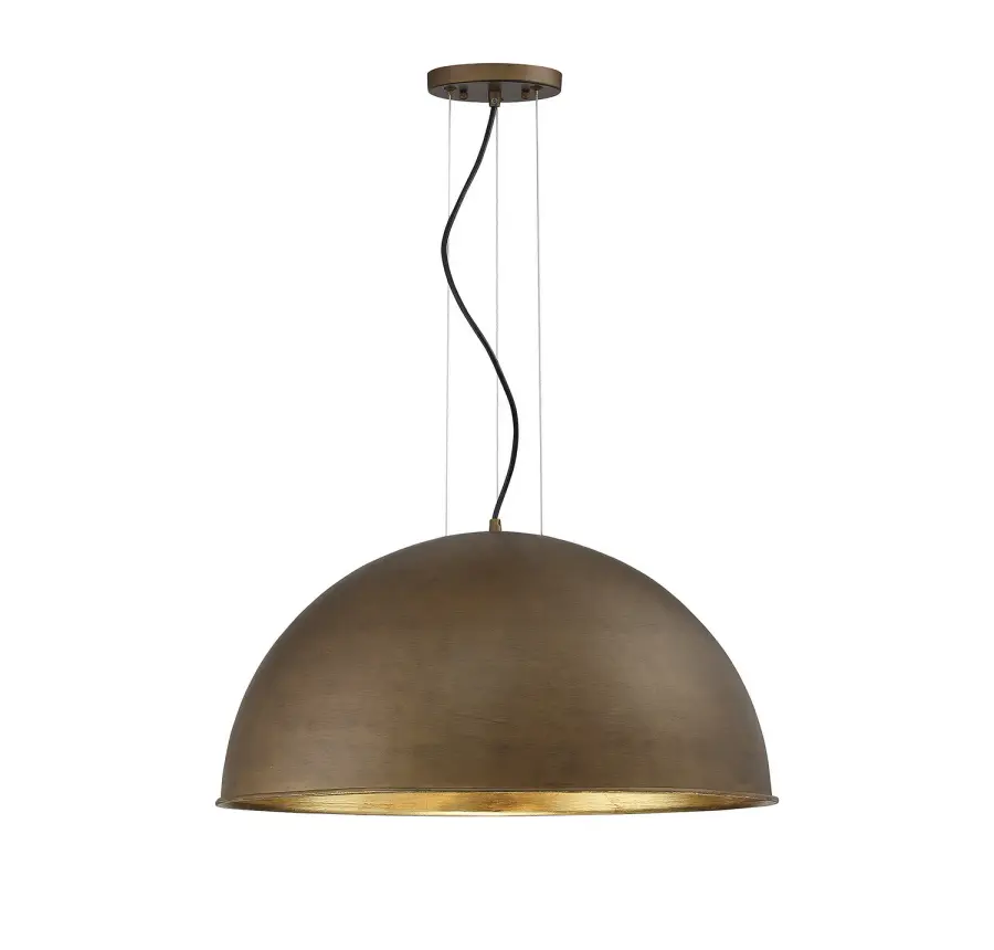 Sommerton Three Light Pendant in Rubbed Bronze with Gold Leaf - Image 1