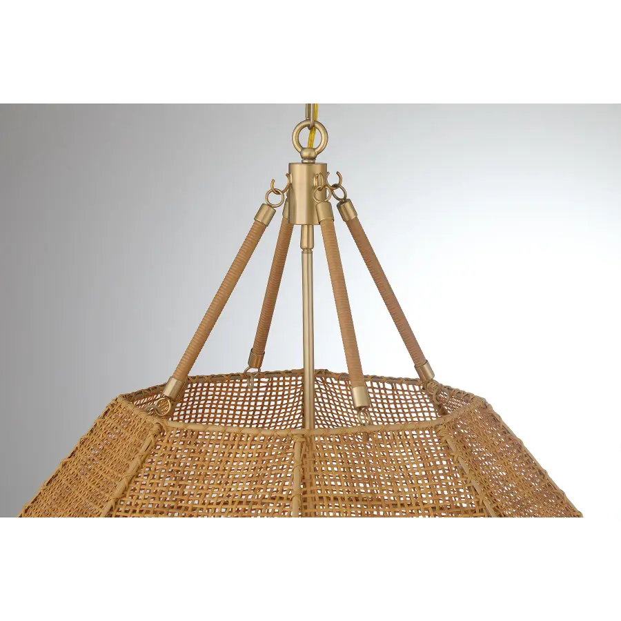Selby 5-Light Pendant in Burnished Brass and Rattan - Image 6